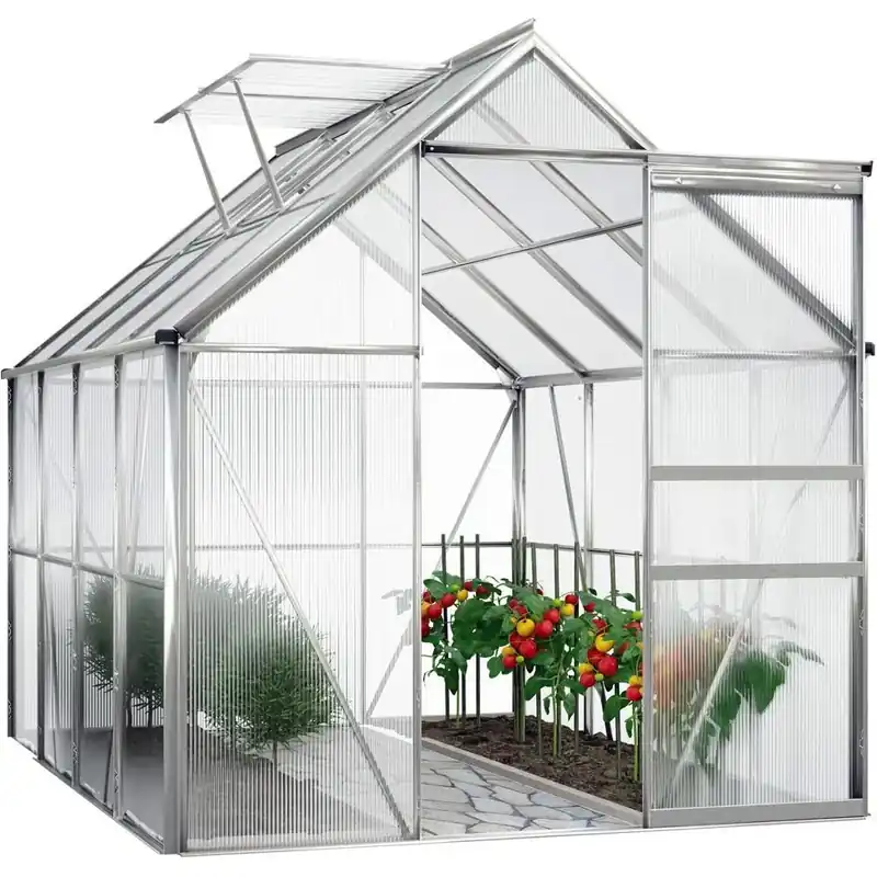 Must-Have Aluminium Gewächshaus / Wintergarten 7,6m³ mit 2 Oberlichtern